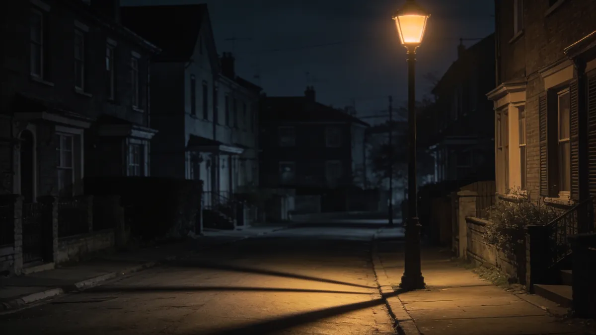 Ruhige Wohnstraße bei Nacht – Symbolbild zum Thema Stalking